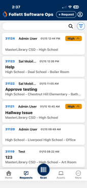 Requests tab in the Ops app.